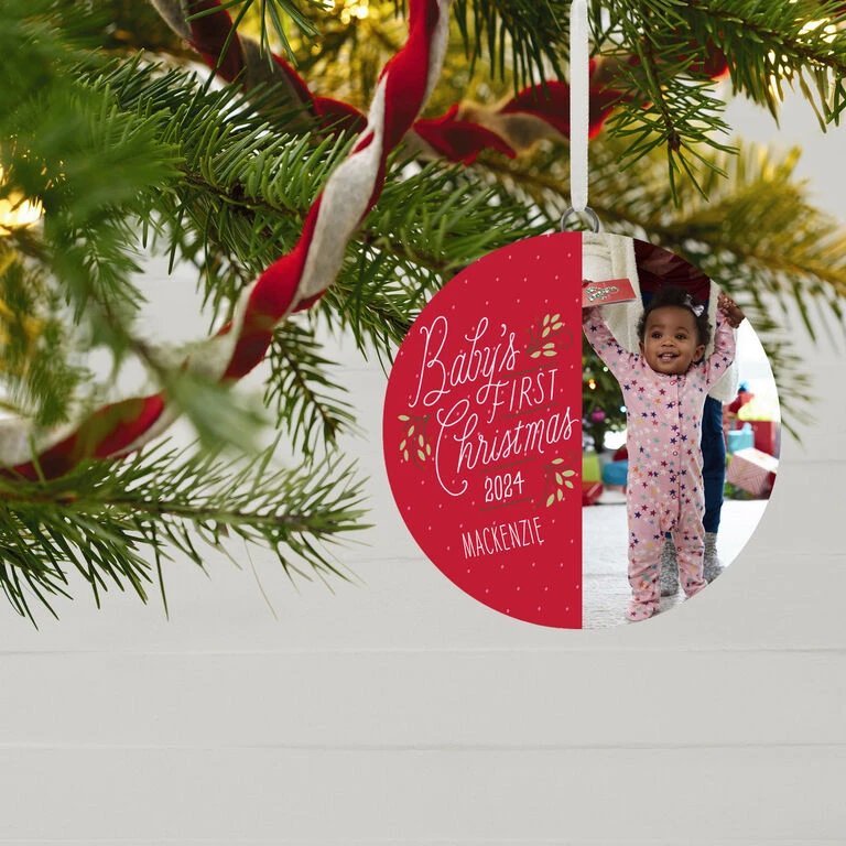 Hallmark Baby's First Christmas Personalized Text And Vertical Photo Ceramic Ornament 4 Hallmark Baby's First Christmas Personalized Text And Vertical Photo Ceramic Ornament - Image 2