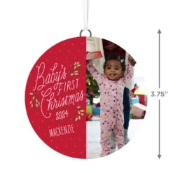 Hallmark Baby's First Christmas Personalized Text And Vertical Photo Ceramic Ornament 7 Hallmark Baby's First Christmas Personalized Text And Vertical Photo Ceramic Ornament -Hallmark Babys First Personalized Round Christmas Ornament 1999QHE1711B23 03