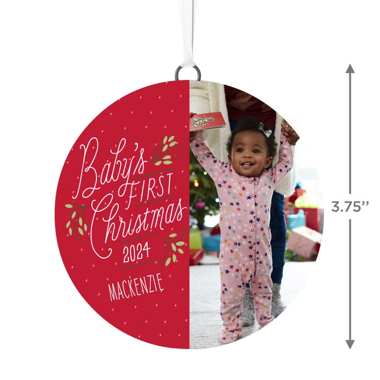 Hallmark Baby's First Christmas Personalized Text And Vertical Photo Ceramic Ornament 5 Hallmark Baby's First Christmas Personalized Text And Vertical Photo Ceramic Ornament - Image 3