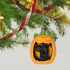 Hallmark Happy Halloween! Ornament 9 Hallmark Happy Halloween! Ornament -Hallmark Black Cat Pumpkin Diorama Keepsake Ornament 1799QFO5311 02