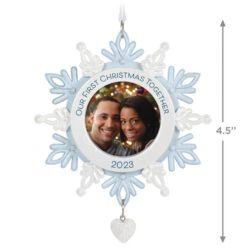 Hallmark Our First Christmas Together Snowflake 2023 Photo Frame Ornament -Hallmark BlueWhite Snowflake Picture Frame Keepsake Ornament 1699QGO2879 03