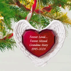 Hallmark Forever Loved Memorial Heart And Angel Wings Text Personalized Ornament -Hallmark Forever Loved Memorial Heart and Angel Wings Personalized Keepsake Ornament 2499QHE2119B1 02