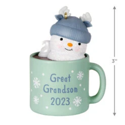 Hallmark Great-Grandson Hot Cocoa Mug 2023 Ornament -Hallmark GreatGrandson Snowman in Mug Keepsake Ornament 1399QGO2567 03