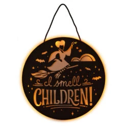 Hallmark Disney Hocus Pocus I Smell Children Porch Decor With Light 8 Hallmark Disney Hocus Pocus I Smell Children Porch Decor With Light -Hallmark Hocus Pocus LightUp Metal Door Sign 1HGN1526 03