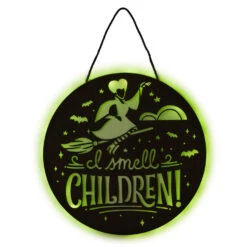 Hallmark Disney Hocus Pocus I Smell Children Porch Decor With Light 9 Hallmark Disney Hocus Pocus I Smell Children Porch Decor With Light -Hallmark Hocus Pocus LightUp Metal Door Sign 1HGN1526 04
