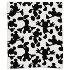 Hallmark Disney Mickey Mouse Silhouettes Throw Blanket, 50x60 -Hallmark Mickey Mouse Silhouette BlackWhite Plush Blanket 1DYG2056 02