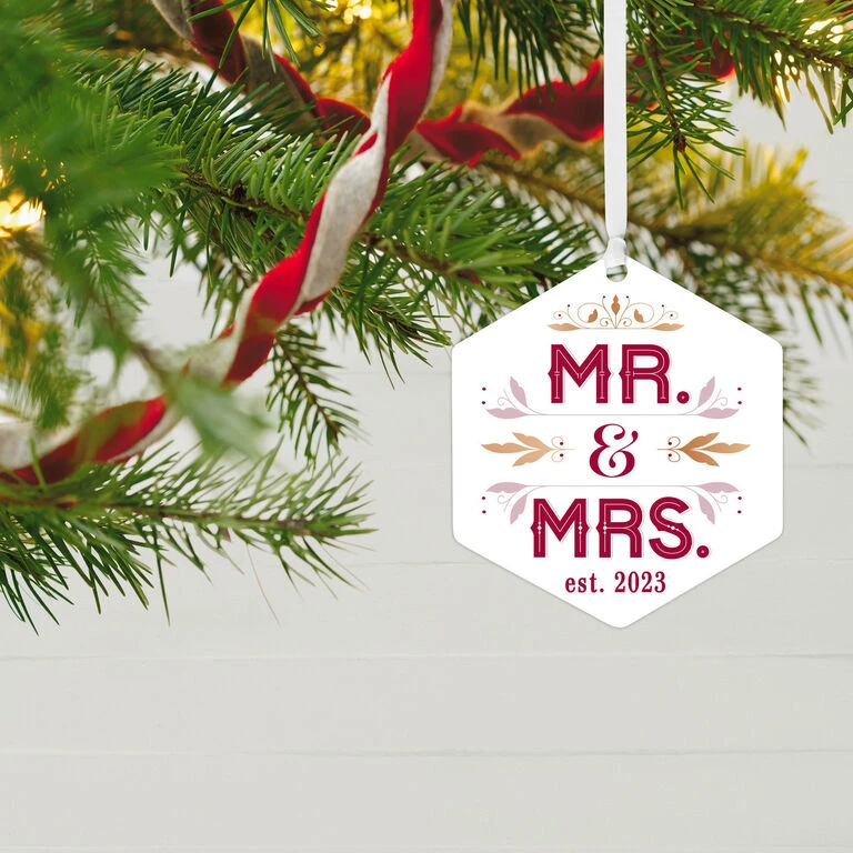 Hallmark Mr. & Mrs. Personalized Text Metal Ornament 4 Hallmark Mr. & Mrs. Personalized Text Metal Ornament - Image 2