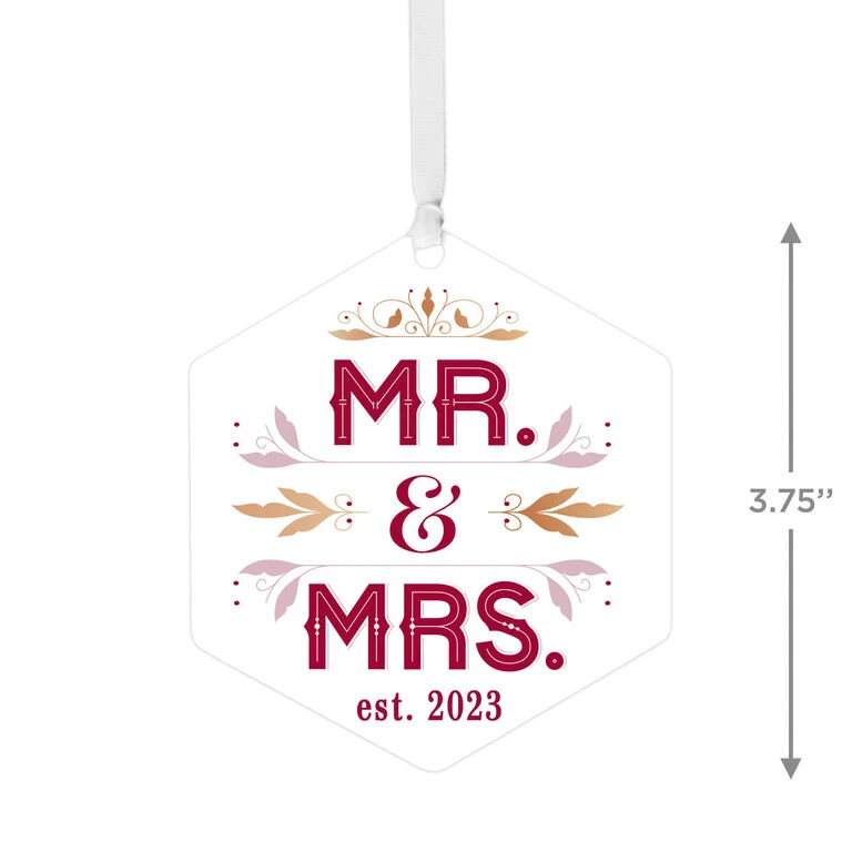 Hallmark Mr. & Mrs. Personalized Text Metal Ornament 5 Hallmark Mr. & Mrs. Personalized Text Metal Ornament - Image 3