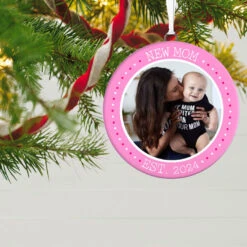 Hallmark New Mom Personalized Text And Photo Ceramic Ornament -Hallmark New Mom Personalized Round Ceramic Ornament 1999QHE1711B27 02
