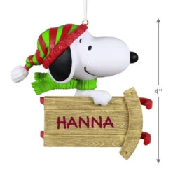 Hallmark Peanuts® Sledding With Snoopy Personalized Ornament -Hallmark Peanuts Snoopy With Sled Personalized Keepsake Ornament 2499QHE2002B1 03