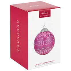 Hallmark Christmas Commemorative 2023 Glass Ball Ornament 11 Hallmark Christmas Commemorative 2023 Glass Ball Ornament -Hallmark Pink Glass Ball 2023 Keepsake Ornament 2299QXR8127 04