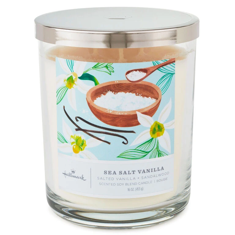 Hallmark Sea Salt Vanilla 3-Wick Jar Candle, 16 Oz. 3 Hallmark Sea Salt Vanilla 3-Wick Jar Candle, 16 Oz.