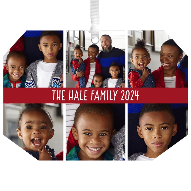 Hallmark Six-Photo Personalized Text And Photo Metal Ornament 3 Hallmark Six-Photo Personalized Text And Photo Metal Ornament