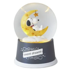 Hallmark -Hallmark Sweet Dreams Snoopy on Yellow Moon Water Globe 1BBY4760 02