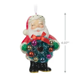 Hallmark Jolly Santa Porcelain Special Edition Ornament 10 Hallmark Jolly Santa Porcelain Special Edition Ornament -Hallmark Vintage Jolly Santa With Wreath Keepsake Ornament 2499QXT4113 03