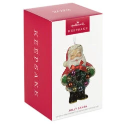 Hallmark Jolly Santa Porcelain Special Edition Ornament 11 Hallmark Jolly Santa Porcelain Special Edition Ornament -Hallmark Vintage Jolly Santa With Wreath Keepsake Ornament 2499QXT4113 04
