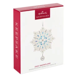 Hallmark Snowflake 2023 Porcelain Ornament -Hallmark White Blue and Silver Snowflake Keepsake Ornament 1999QGO2957 04