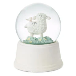 Hallmark -Hallmark White Lamb in Flowers and Grass Water Globe 1BBY4723 02